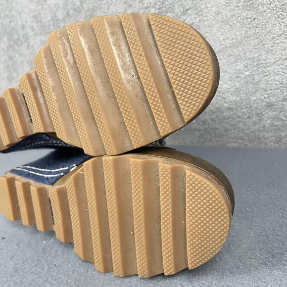 Sorel Wedge Boots Womens Size 8.5 Blue Brown Lexie Leather Canvas NL2265-269 - Picture 15 of 16